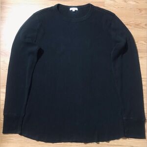 Gustin Mens XL Thermal Shirt Black Waffle Knit Crewneck Made in USA